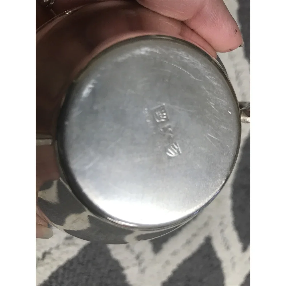 Vintage Silver on Copper Creamer and Lidded Sugar, With Silver Keeper Bags